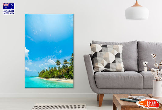 Maldives Island Beach & Trees View Photograph Print 100% Australian Made