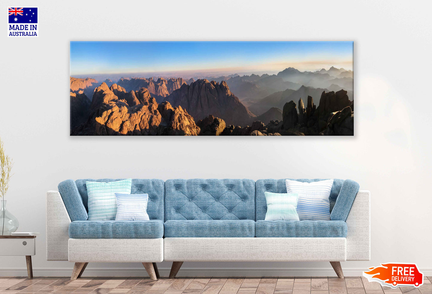 Panoramic Canvas Sinai Mountains View Photograph in Egypt High Quality 100% Australian Made Wall Canvas Print Ready to Hang