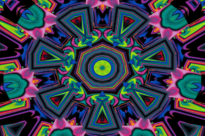 Pink Green & Blue Trippy Abstract Design Print 100% Australian Made