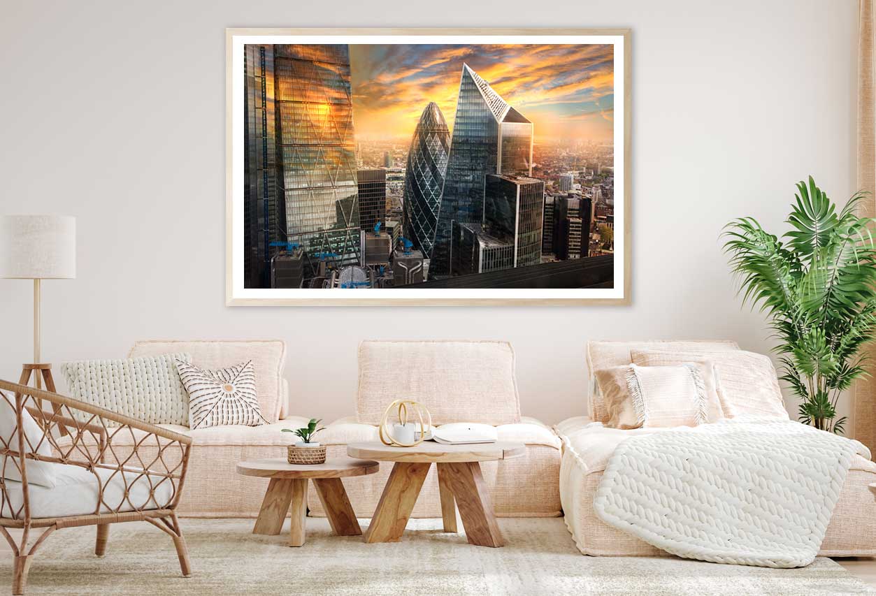 City of London Skyscrapers Sunset Photograph Home Decor Premium Quality Poster Print Choose Your Sizes