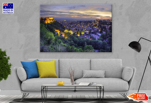 Granada City Night View, Spain Print 100% Australian Made