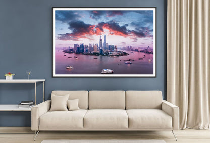 Shanghai Skyline & Huangpu River Photograph Home Decor Premium Quality Poster Print Choose Your Sizes