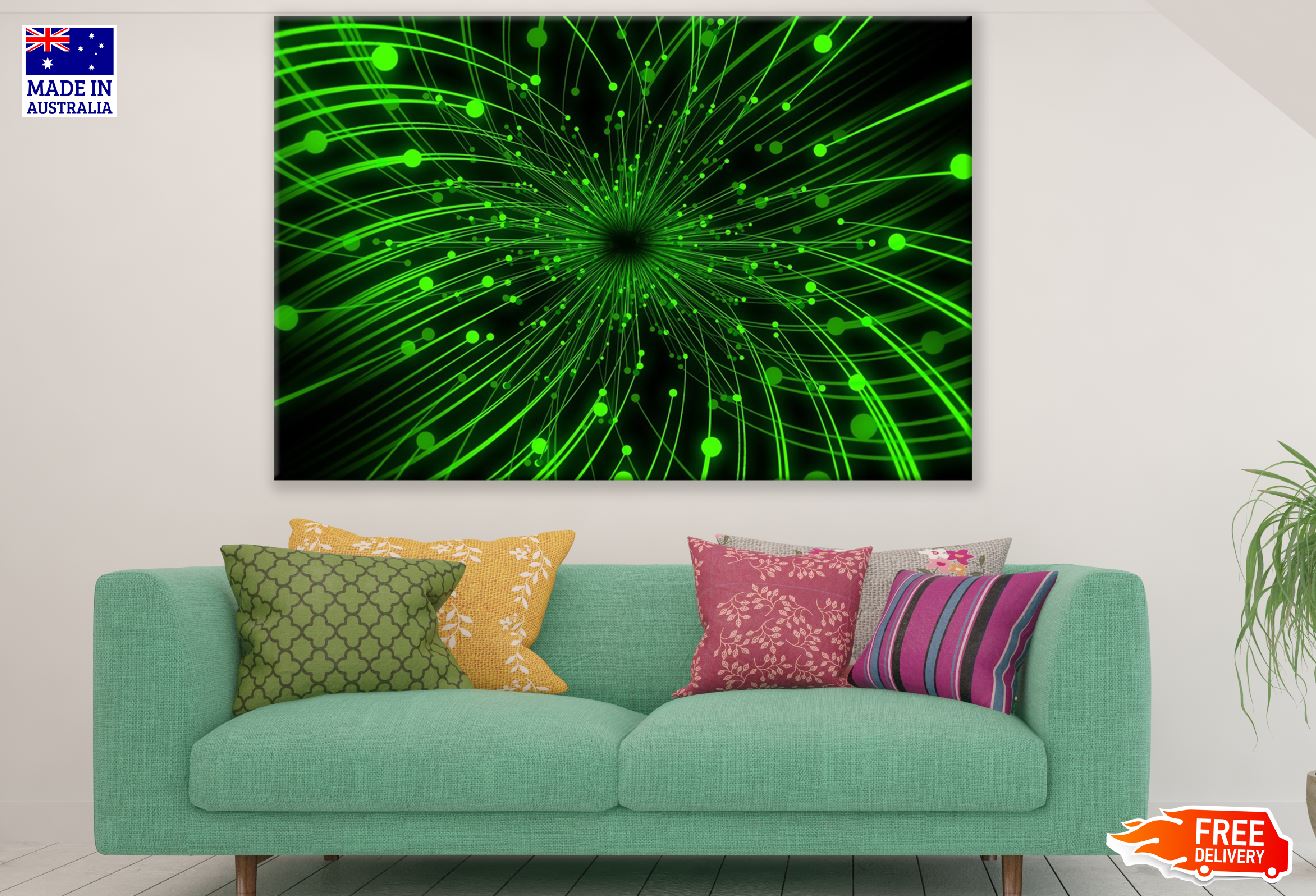 Green Circles & Lines Digital Abstract Design Print 100% Australian Made
