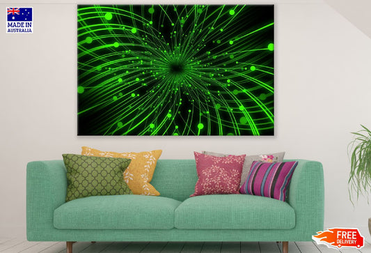 Green Circles & Lines Digital Abstract Design Print 100% Australian Made