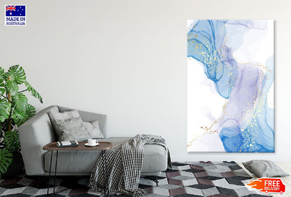 Blue Pink & Gold Lines Abstract Design Print 100% Australian Made