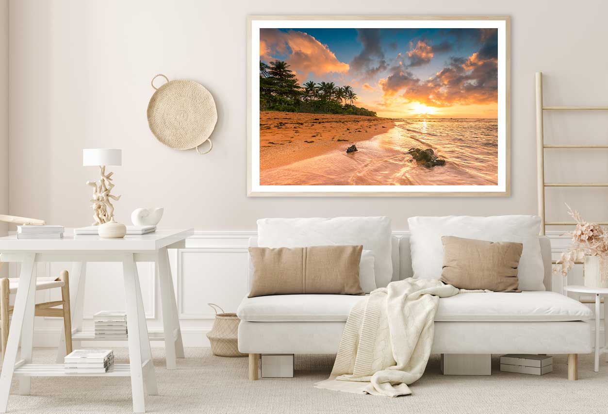 Sandy Beach Sunset Photograph in Aracruz Home Decor Premium Quality Poster Print Choose Your Sizes