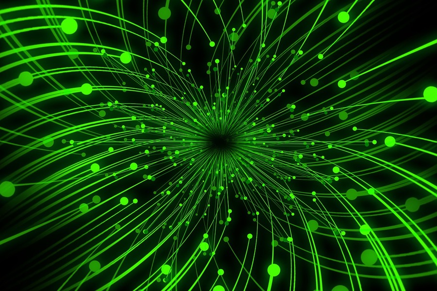 Green Circles & Lines Digital Abstract Design Print 100% Australian Made
