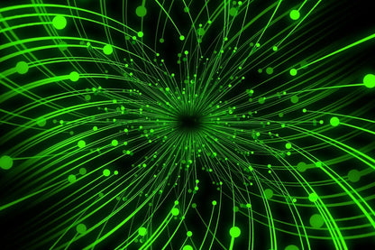 Green Circles & Lines Digital Abstract Design Print 100% Australian Made