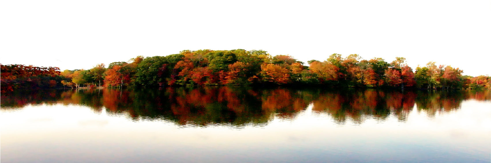 Panoramic Canvas Autumn Trees & Lake Photograph High Quality 100% Australian Made Wall Canvas Print Ready to Hang