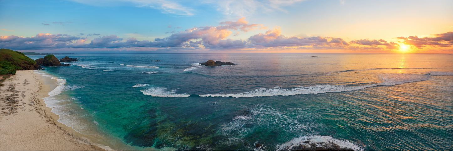 Panoramic Canvas Stunning Sea Scenery Aerial View Photograph High Quality 100% Australian made wall Canvas Print ready to hang