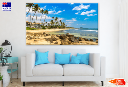 Beach Landscape Around Coconut Palm Tree Print 100% Australian Made