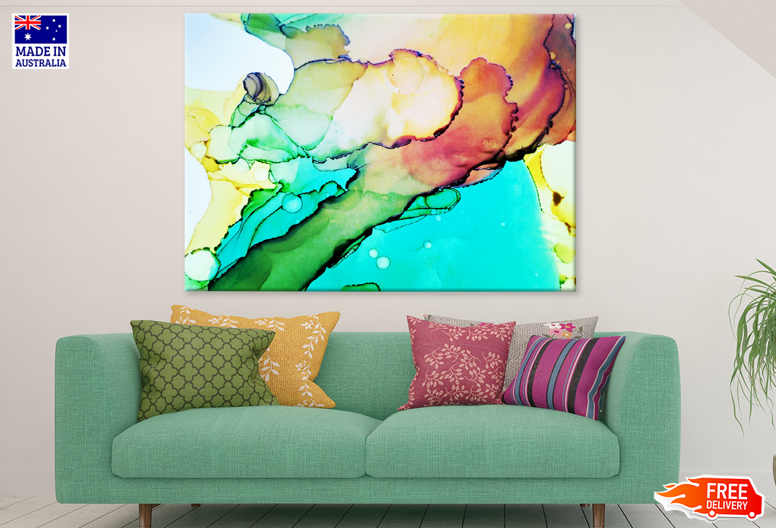 Green Yellow Red & Blue Abstract Design Print 100% Australian Made