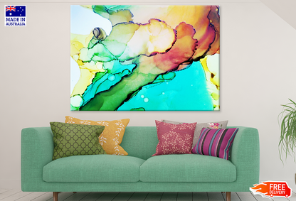 Green Yellow Red & Blue Abstract Design Print 100% Australian Made