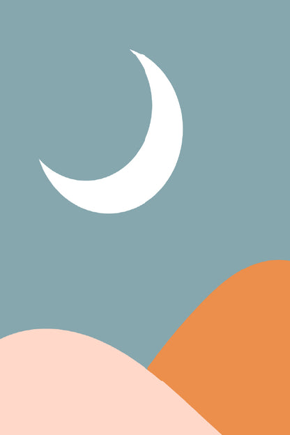 Moon over Mountain Vector Design Art Print 100% Australian Made