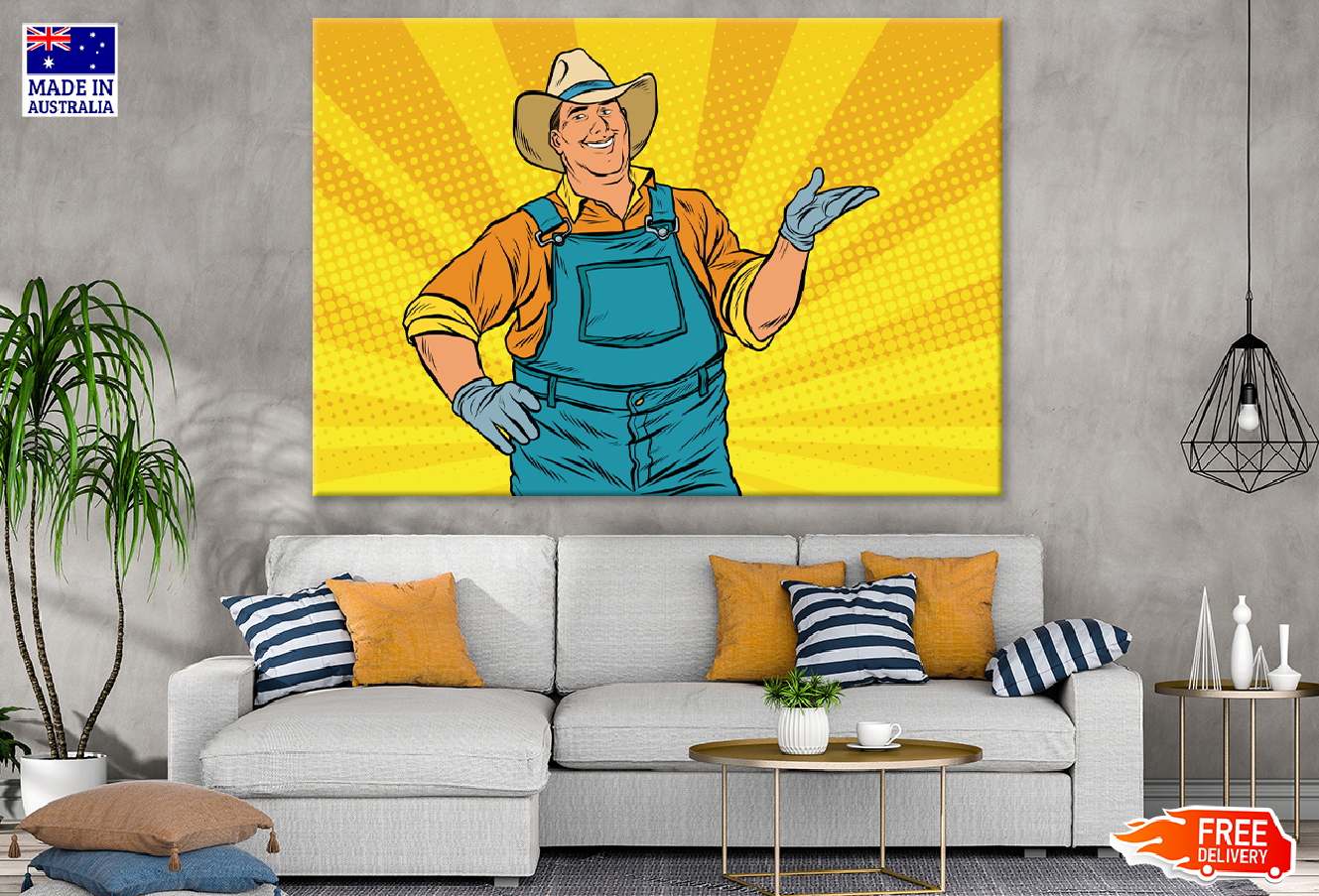 Farmer Showing Illustration Print 100% Australian Made