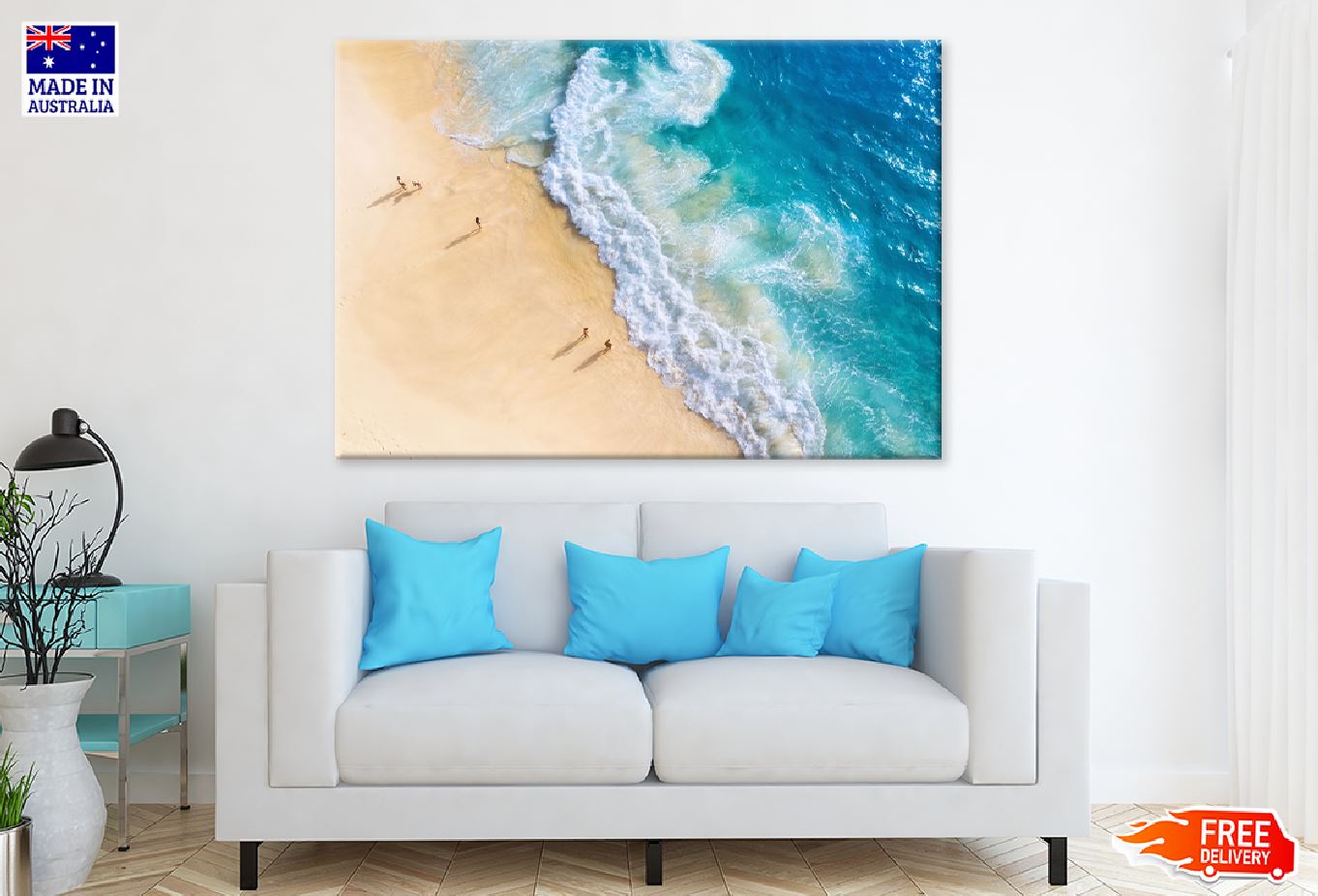 People on Nusa Penida Sea Aerial View Photograph Print 100% Australian Made