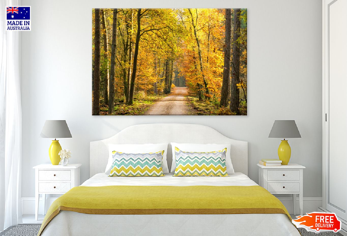 Pathway Covered with Autumn Trees Photograph Print 100% Australian Made