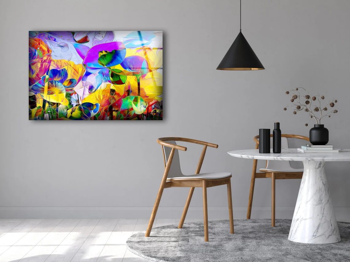 Colorful Abstract Flowers Acrylic Glass Print Tempered Glass Wall Art 100% Made in Australia Ready to Hang