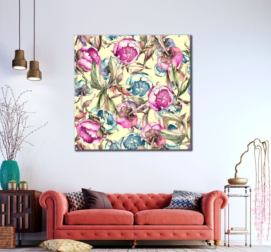 Square Canvas Colorful Floral Painting High Quality Print 100% Australian Made