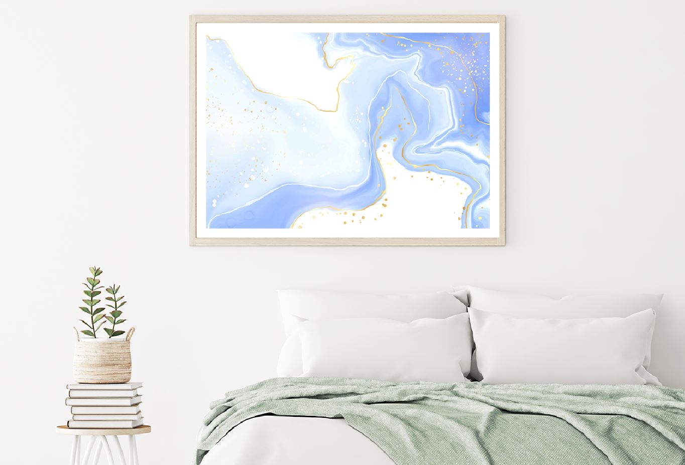 White Blue & Gold Splash Abstract Design Home Decor Premium Quality Poster Print Choose Your Sizes