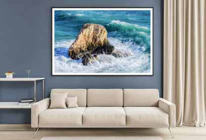 Sea Wave Small Rock Beach View Photograph Home Decor Premium Quality Poster Print Choose Your Sizes
