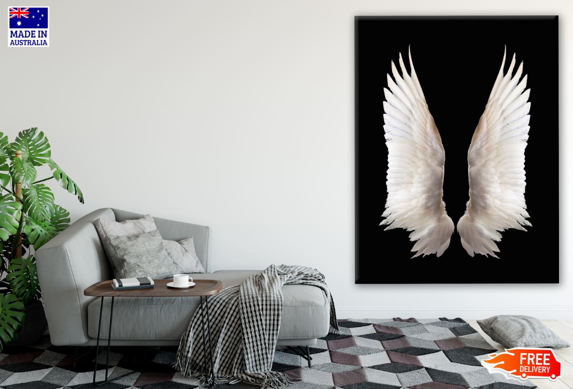 Huge Wings on Black Photograph Print 100% Australian Made