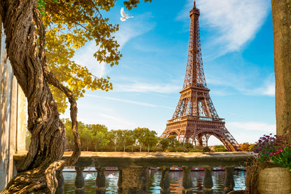 Eiffel Tower & Lake Balcony View Photograph Print 100% Australian Made