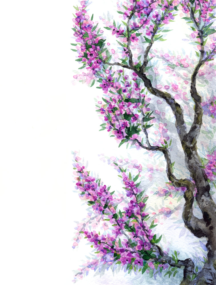 Purple Floral Watercolor Painting Print 100% Australian Made
