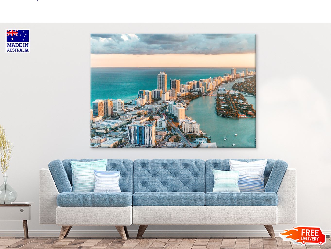 Florida City by the Beach Aerial View Photograph Print 100% Australian Made