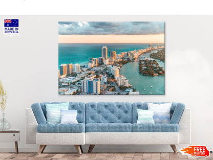 Florida City by the Beach Aerial View Photograph Print 100% Australian Made