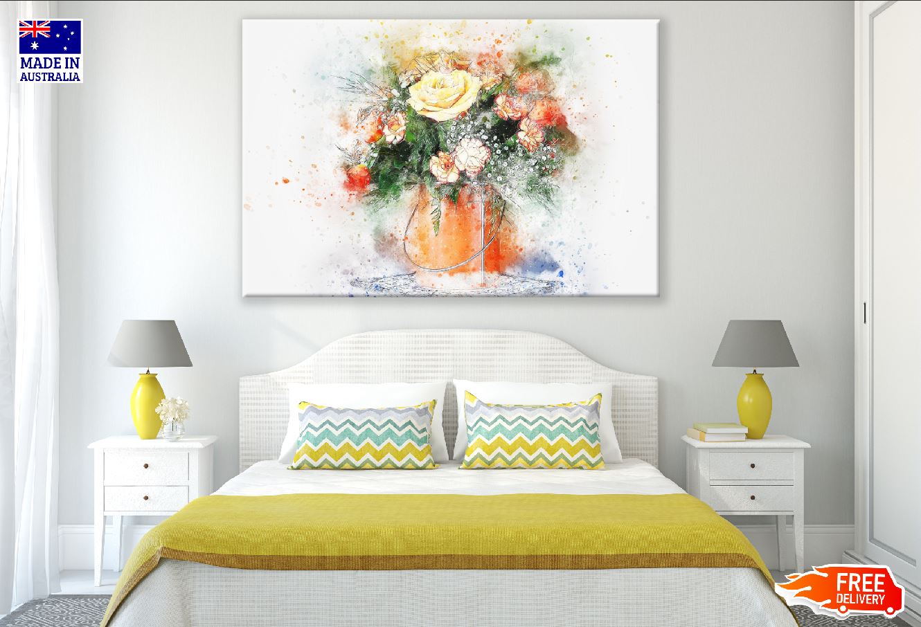 Flower Vase Abstract Design Print 100% Australian Made