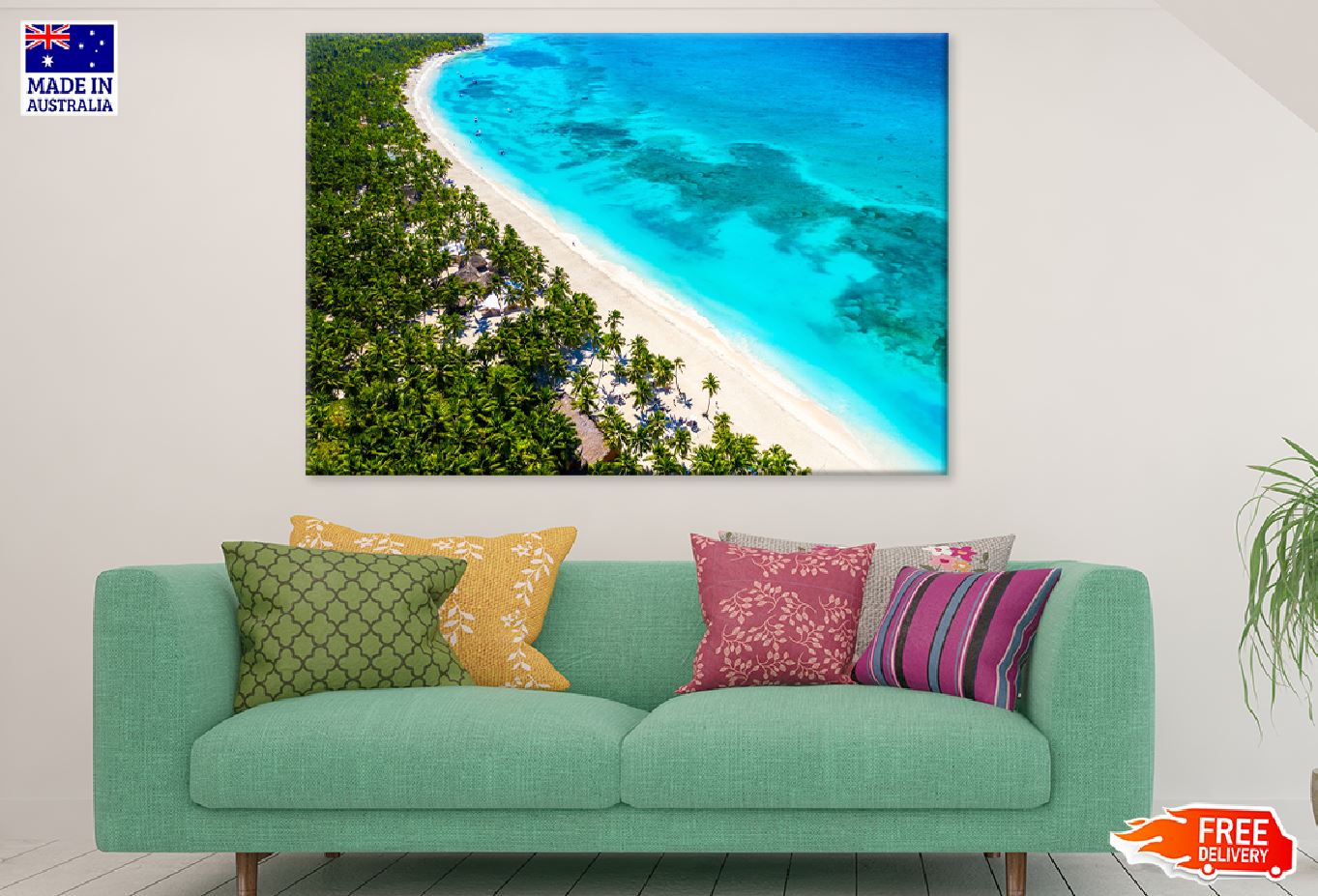 Caribbean Island & Tress Aerial View Photograph Print 100% Australian Made