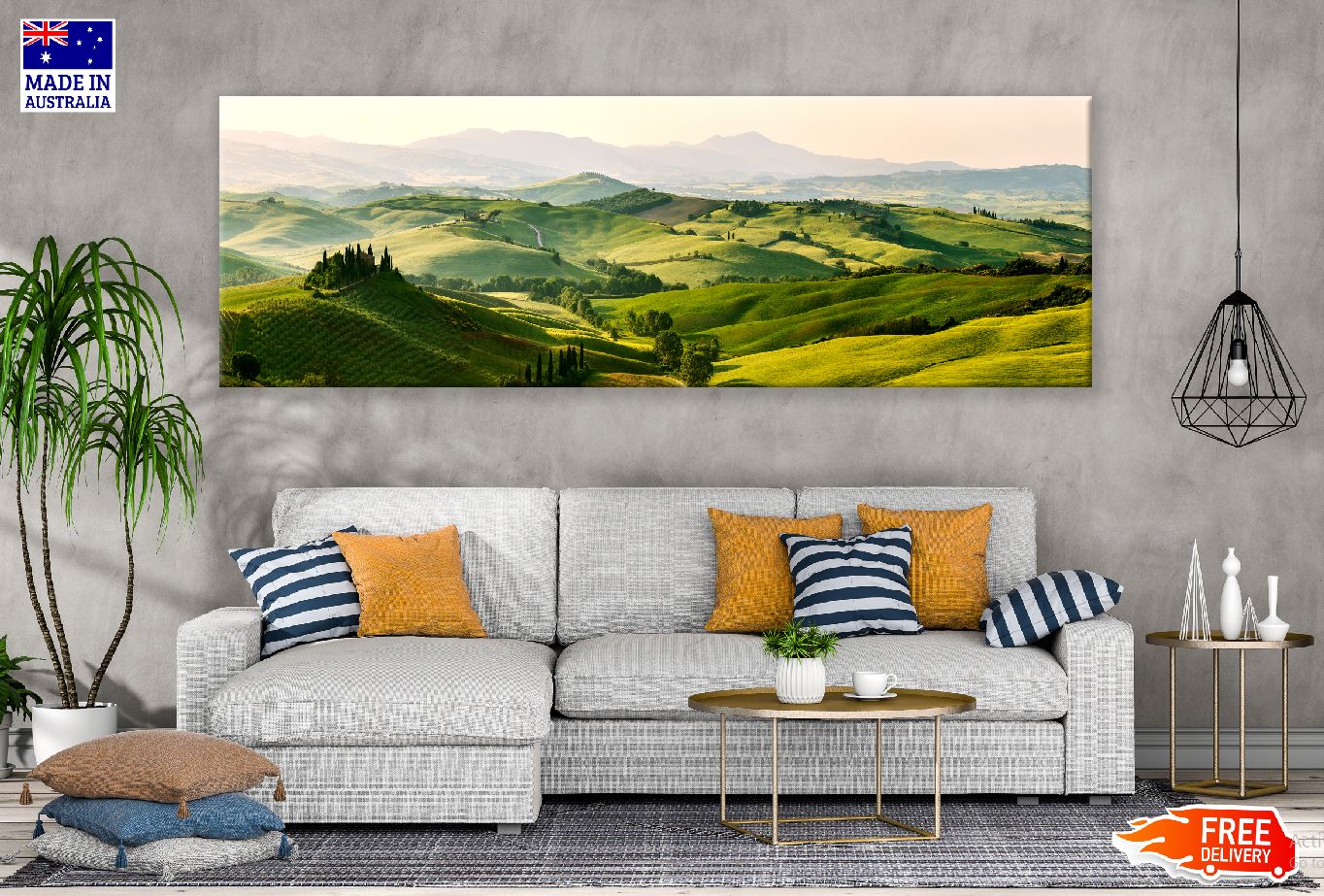 Panoramic Canvas Rice Field Aerial View Photograph High Quality 100% Australian Made Wall Canvas Print Ready to Hang