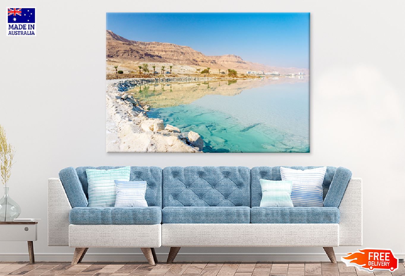 Sea Coastline & White Salt Rocks View Print 100% Australian Made