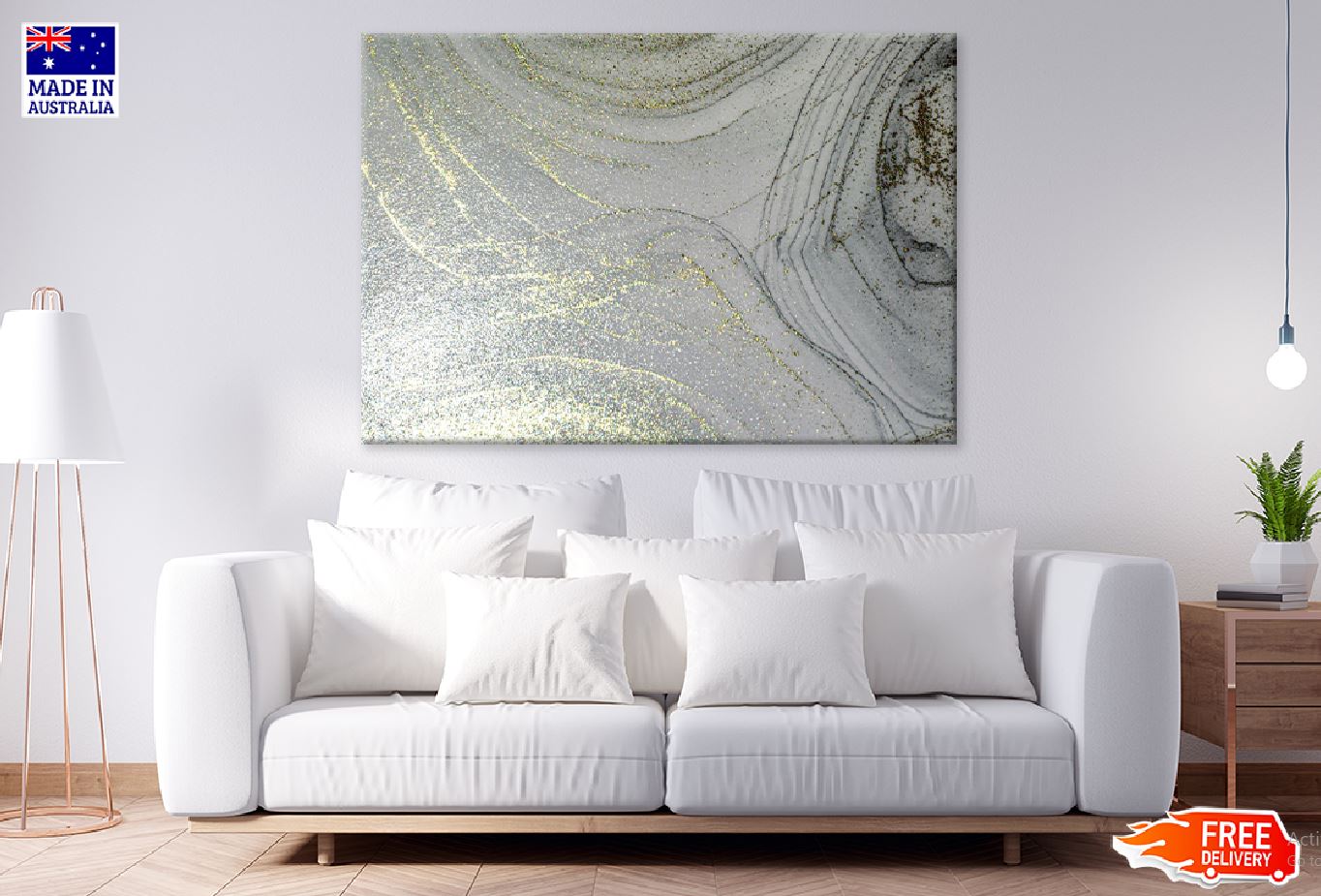Grey & Gold Fluid Abstract Design Print 100% Australian Made