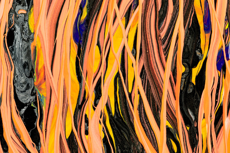 Orange Lines Liquid Abstract Design Print 100% Australian Made