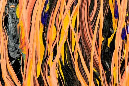 Orange Lines Liquid Abstract Design Print 100% Australian Made