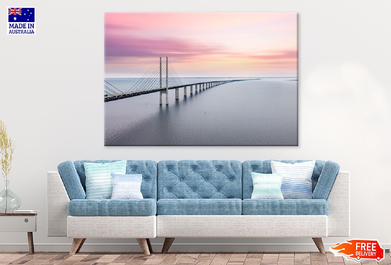 Oresund Bridge & Sea Sunset View Photograph Print 100% Australian Made