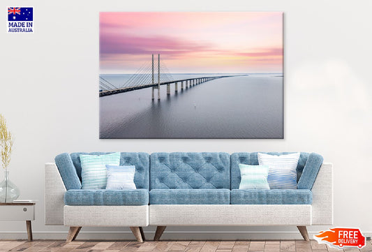 Oresund Bridge & Sea Sunset View Photograph Print 100% Australian Made