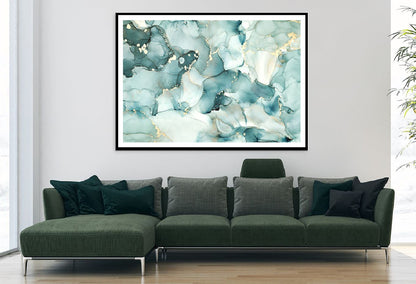 Grey Green & Gold Abstract Design Home Decor Premium Quality Poster Print Choose Your Sizes