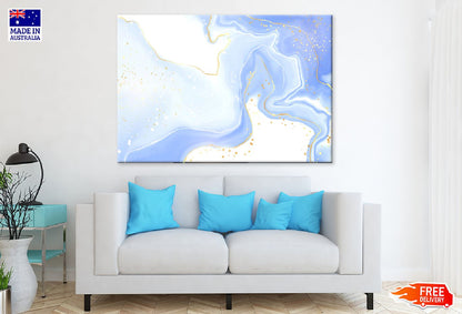 White Blue & Gold Splash Abstract Design Print 100% Australian Made