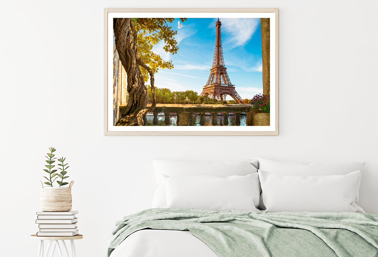 Eiffel Tower & Lake Balcony View Photograph Home Decor Premium Quality Poster Print Choose Your Sizes