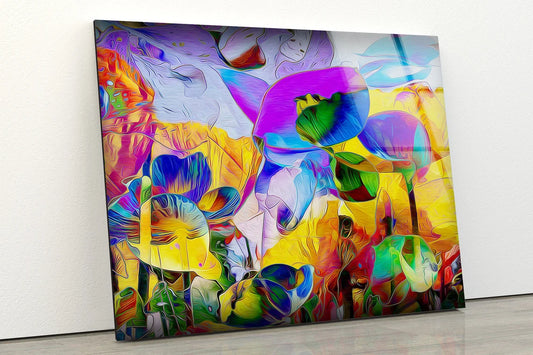 Colorful Abstract Flowers Acrylic Glass Print Tempered Glass Wall Art 100% Made in Australia Ready to Hang