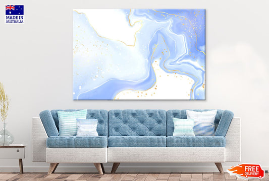 White Blue & Gold Splash Abstract Design Print 100% Australian Made