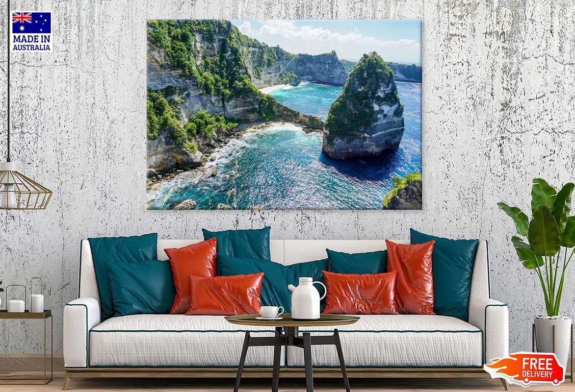 Nusa Penida Beach with Cliff View Photograph Print 100% Australian Made