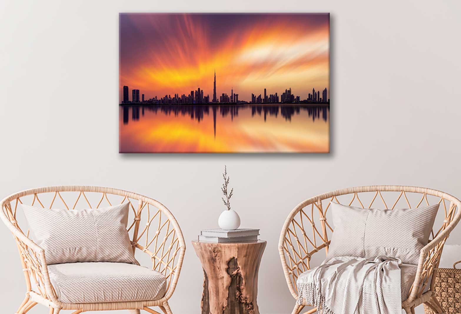 Bella Home Dubai Skyline with Warm Sunset Print Canvas Ready to hang