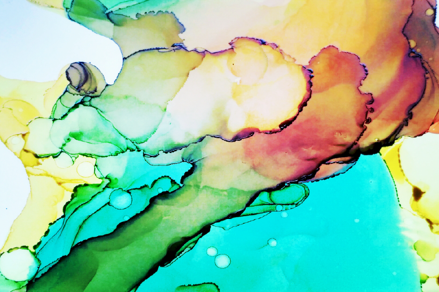 Green Yellow Red & Blue Abstract Design Print 100% Australian Made