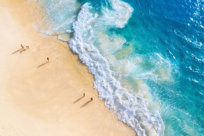 People on Nusa Penida Sea Aerial View Photograph Print 100% Australian Made