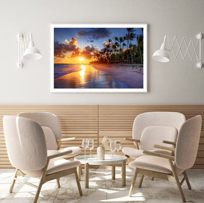 Sea Sunset Scenery Photoraph Home Decor Premium Quality Poster Print Choose Your Sizes