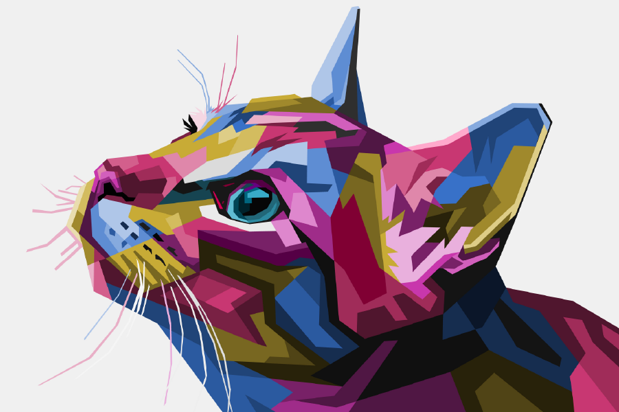 Colorful Cat Abstract Design Print 100% Australian Made